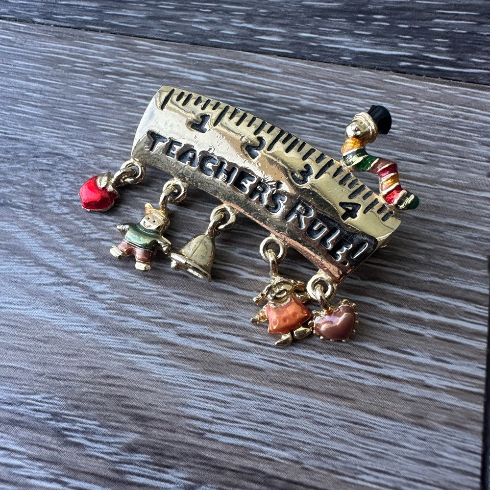 Danecraft Teacher’s Rule Vintage Brooch